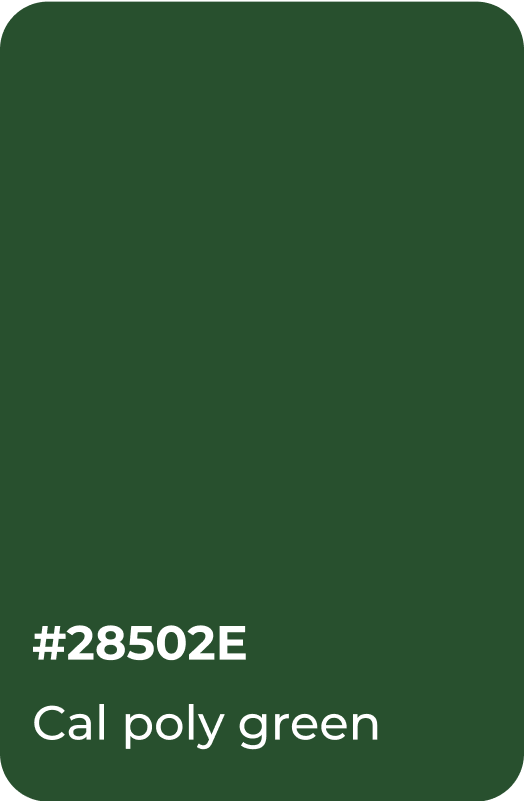 Image showing a Cal Poly Green color swatch on a flat surface.