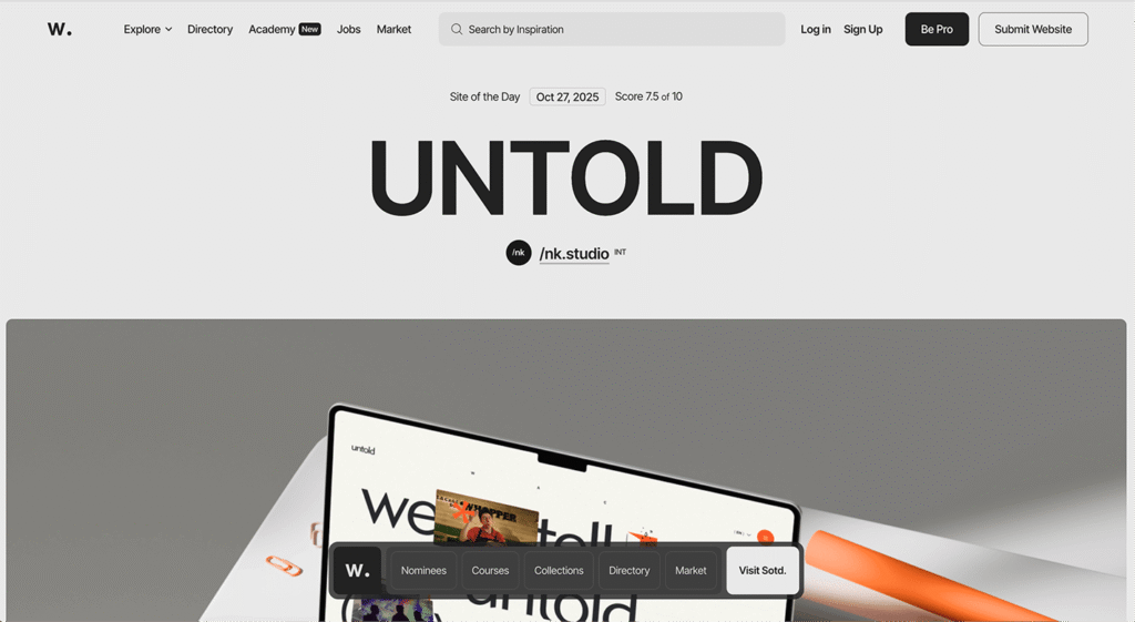 Awwards.com home page screenshot