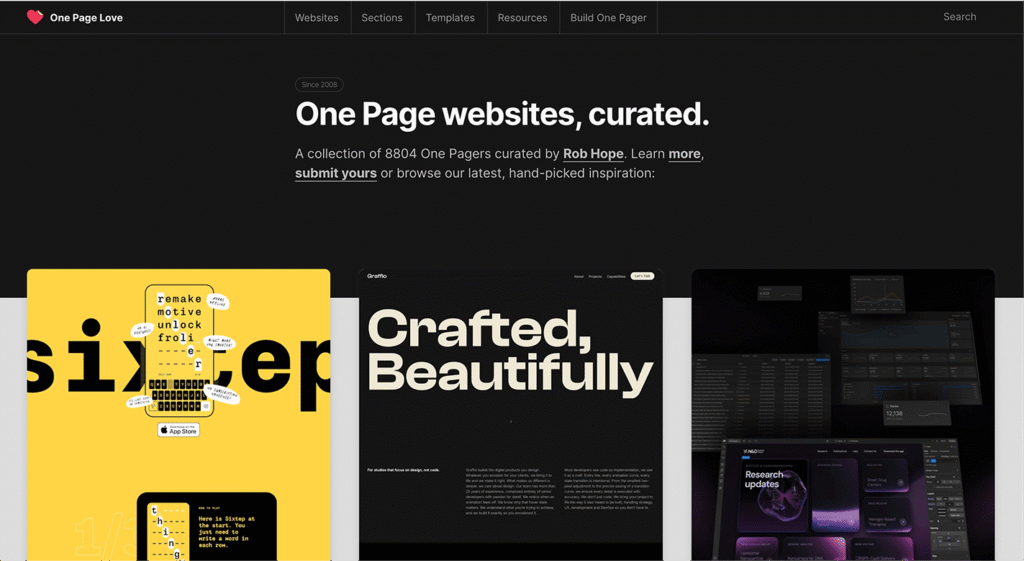 One Love Page - Home page